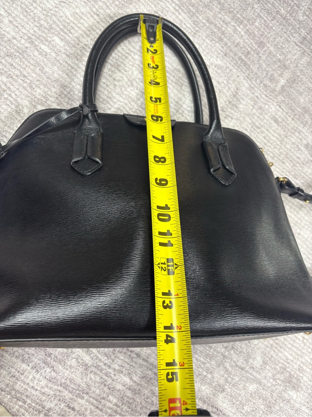 Lauren Ralph Lauren Dome Satchel Bag Black Leather Medium Zip Neutral Classic - Picture 5 of 11